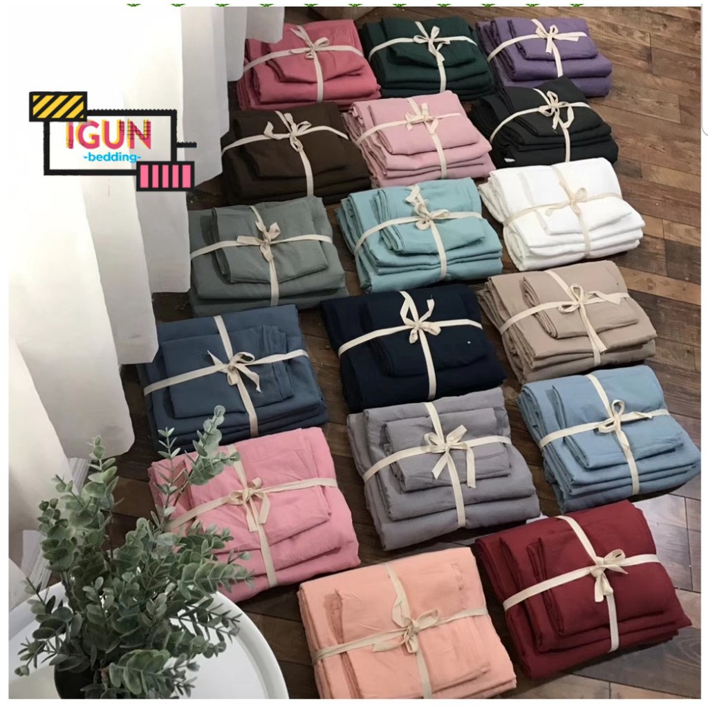 (20 màu) Bộ Chăn Ga Gối ĐŨI MÀU TRƠN 1 màu Hàn Quốc | BigBuy360 - bigbuy360.vn