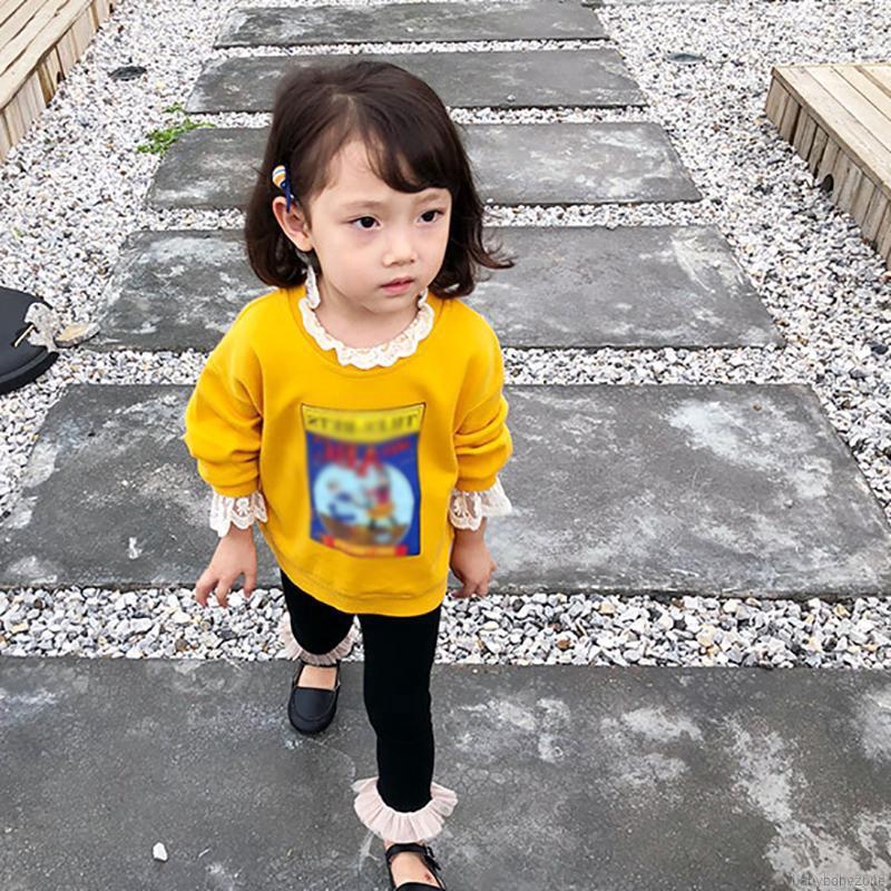 Quần legging cotton phối ren lưng thun cho bé gái