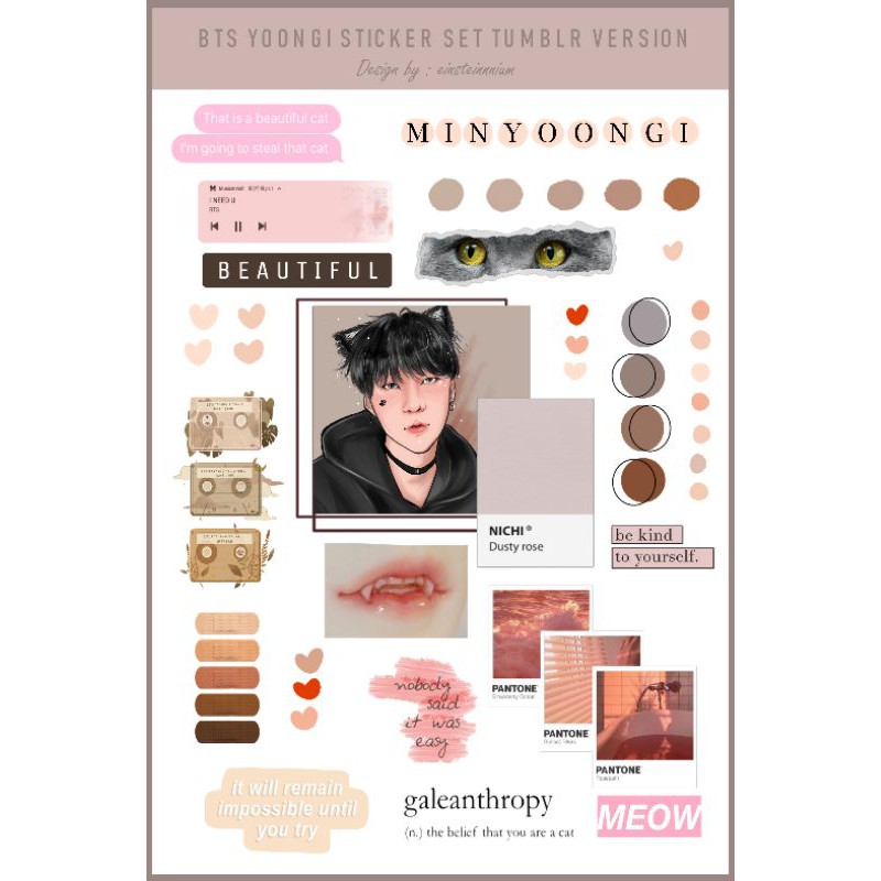 Bộ Sticker Dán Trang Trí Hình Nhóm Nhạc Bts Suga