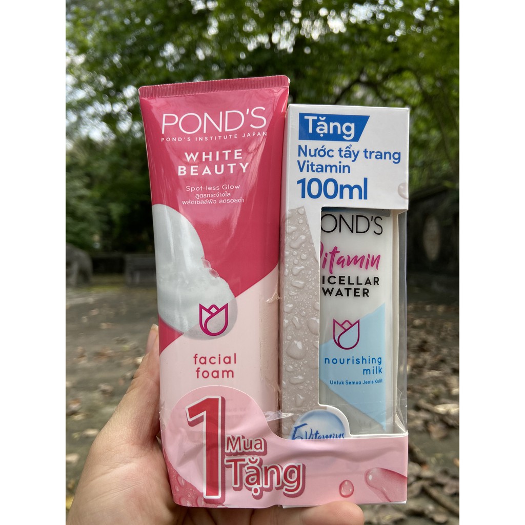 SỮA RỬA MẶT LÀM SÁNG DA POND'S WHITE BEAUTY 100G TẶNG NƯỚC TẨY TRANG