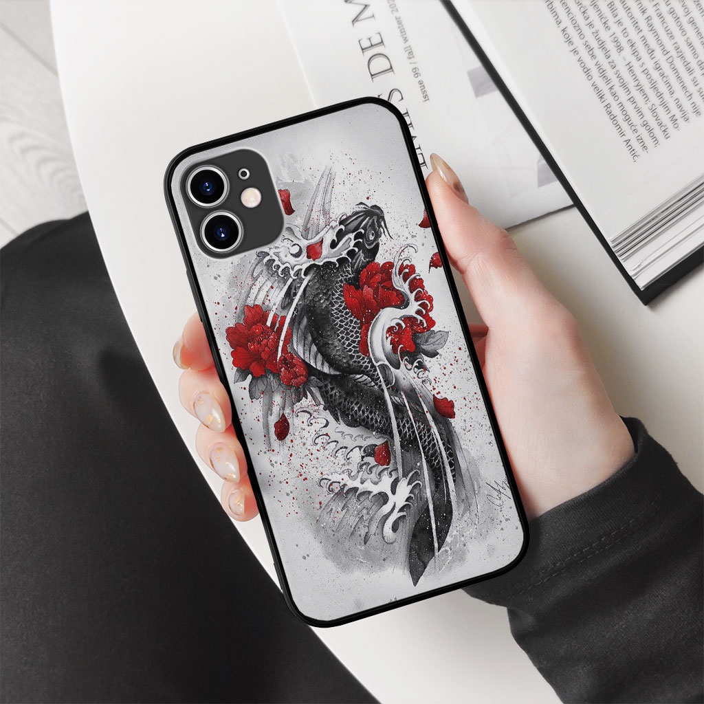 Ốp Lưng iphone in hình cá chép đen tuyền đẹp nhất ECOMEX dòng 7 8 Plus 11 12 13 14 Pro Max X Xr MYS20220205
