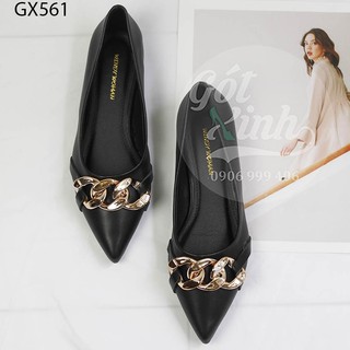 Giày bệt nữ mũi nhọn khóa xích (có size lớn 40 41 42)