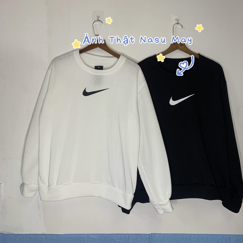 Áo Nỉ Sweeter Nam Nữ From Rộng Trắng Đen Dấu Tick N.ike | BigBuy360 - bigbuy360.vn