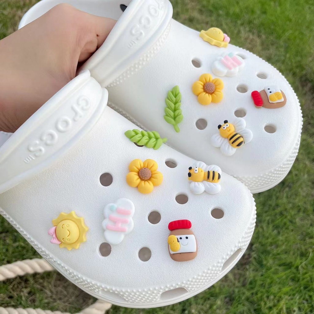 Set 12pcs dép cá sấu dép cros sticker gắn dép cross charm sandal Phụ Kiện Trang Trí Giày Dép 3D Hình Hoa Dễ Thương-AA02