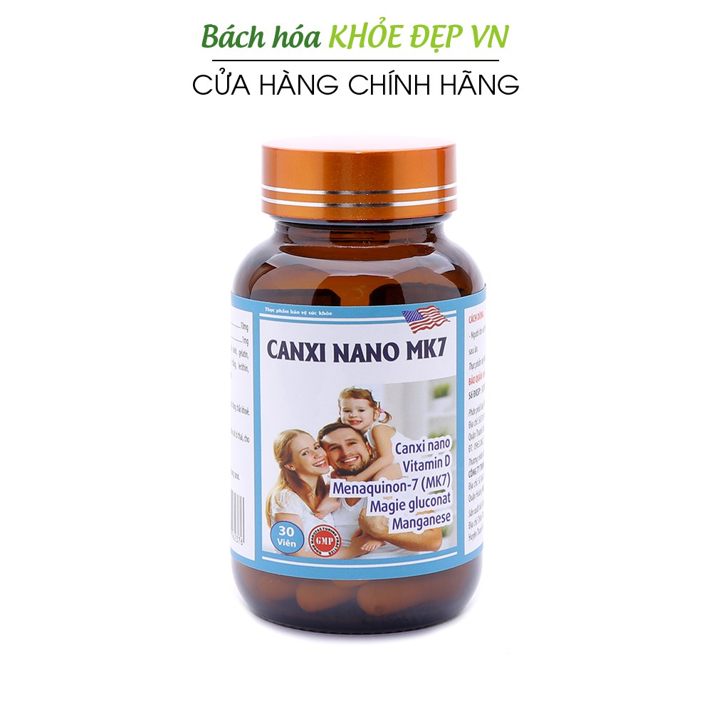 Viên uống Canxi Nano MK7 phát triển chiều cao, chắc khỏe xương - 30 viên [Canxi Nano MK7]