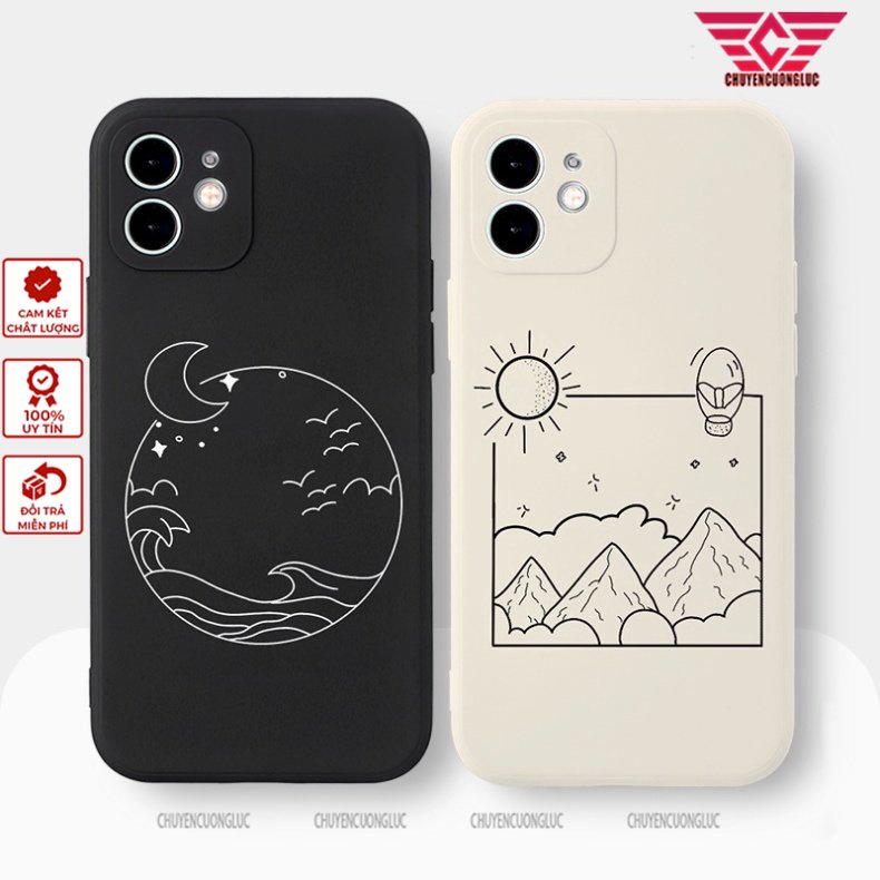 Ốp lưng iphone 7+/8 plus, X, XSMAX, 11, 12, 12, 13 PROMAX MẠT TRĂNG, MẶT TRỜI