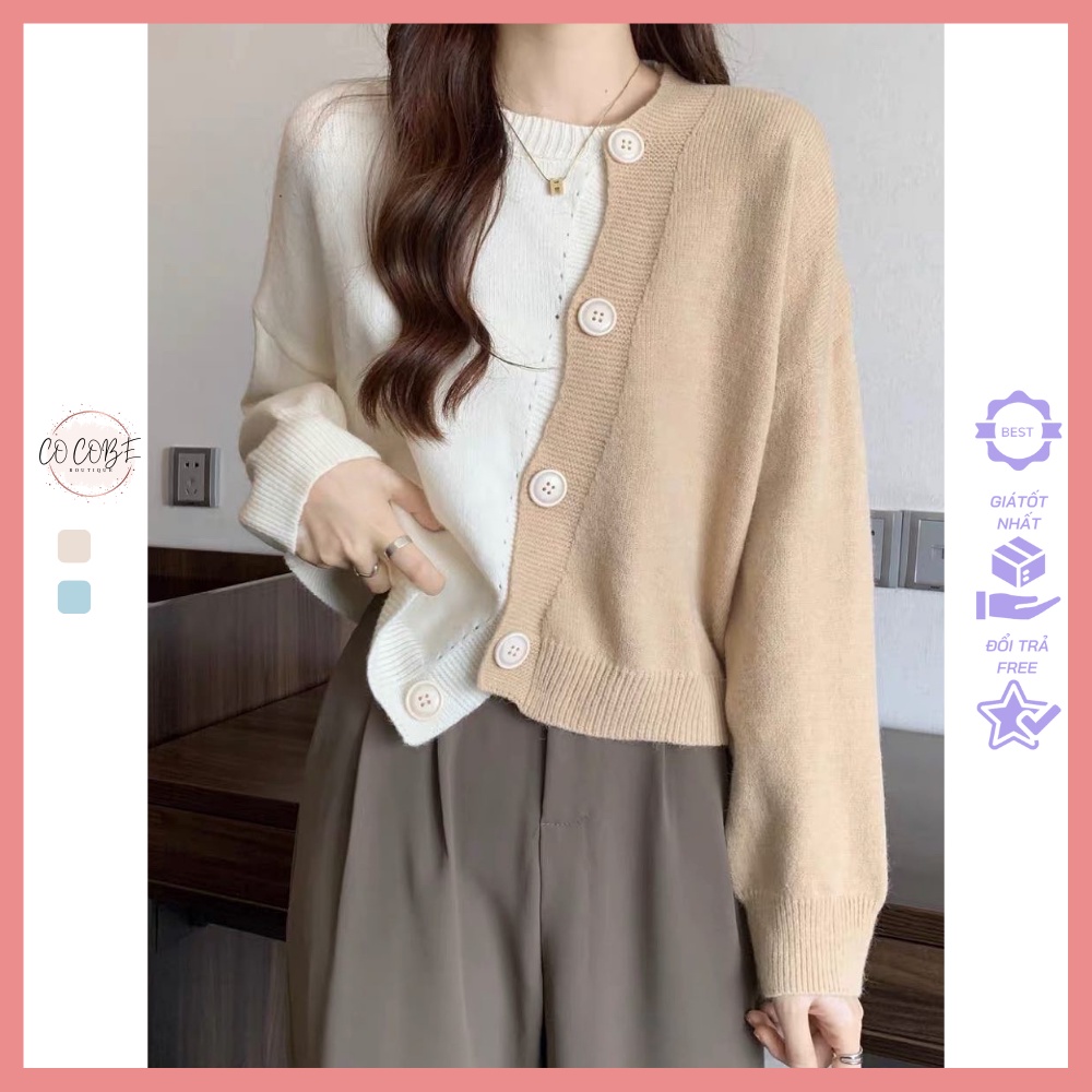 Áo Len Nữ Dài Tay Cổ Tròn Hàn Quốc Vạt Lệch Cocobe AL01 - Áo Len Màu Đẹp Giữ Ấm Siêu Xinh