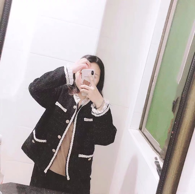 Áo dạ tweed viền voan tơ Organza GNCM