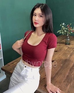Áo Croptop Cổ Vuông( Thun Đẹp)