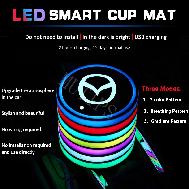Đế Lót Ly Có Đèn LED 7 Màu Cho Xe Hơi Mazda CX5 CX30 CX8 CX3 2 3 6 5 bl gp
