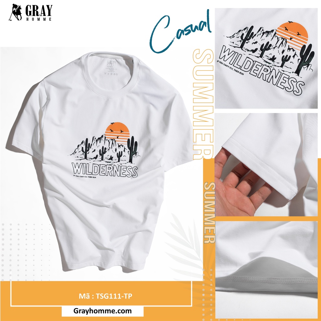 Áo thun nam nữ cổ tròn GRAYHOMME vải Cotton xu xịn dáng unisex - TSG111