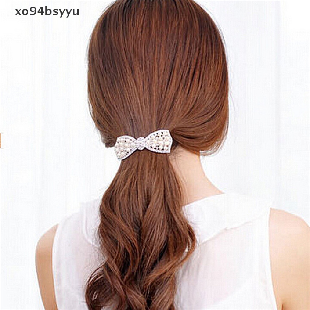 Kẹp Tóc Hình Nơ Đính Ngọc Trai Pha Lê Thời Trang Cho Nữ Xo94Bsyu