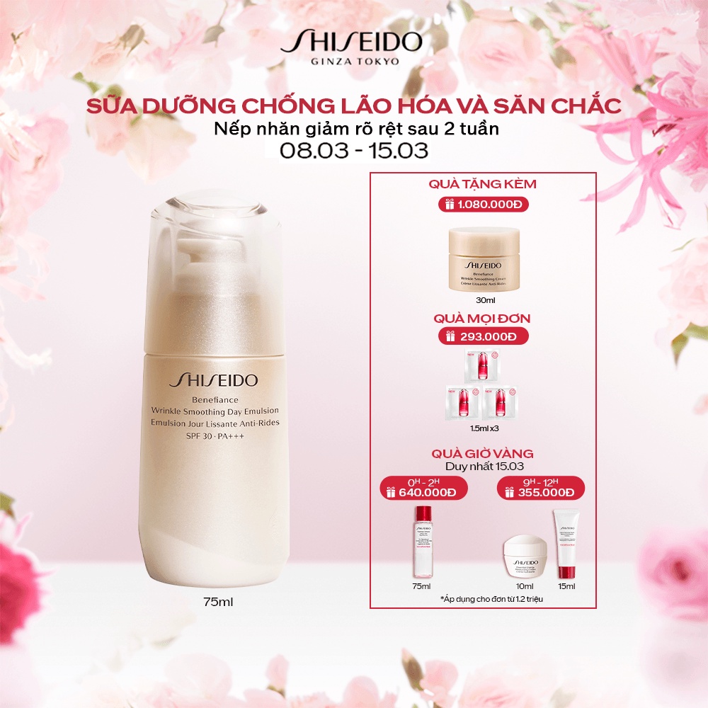 [Mã COSSHI03 giảm 10% đơn 600K] Sữa dưỡng da chống lão hóa Shiseido Benefiance Wrinkle Smoothing Day Emulsion 75ml