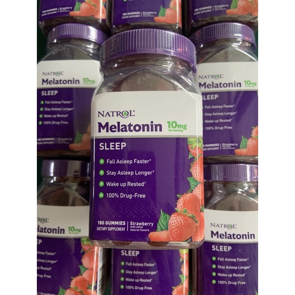 Kẹo ngủ Natrol Melatonin 10mg 180Viên - Kẹo Dâu hỗ trợ ngủ ngon