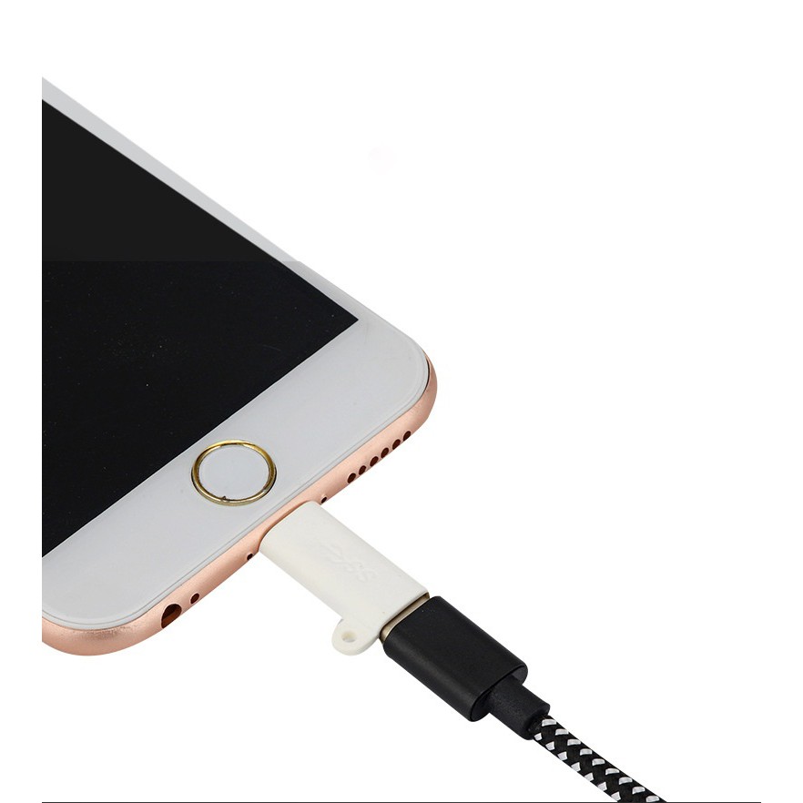 Đầu chuyển đổi từ USB Type C sang Lightning (Đen) có móc chống rơi