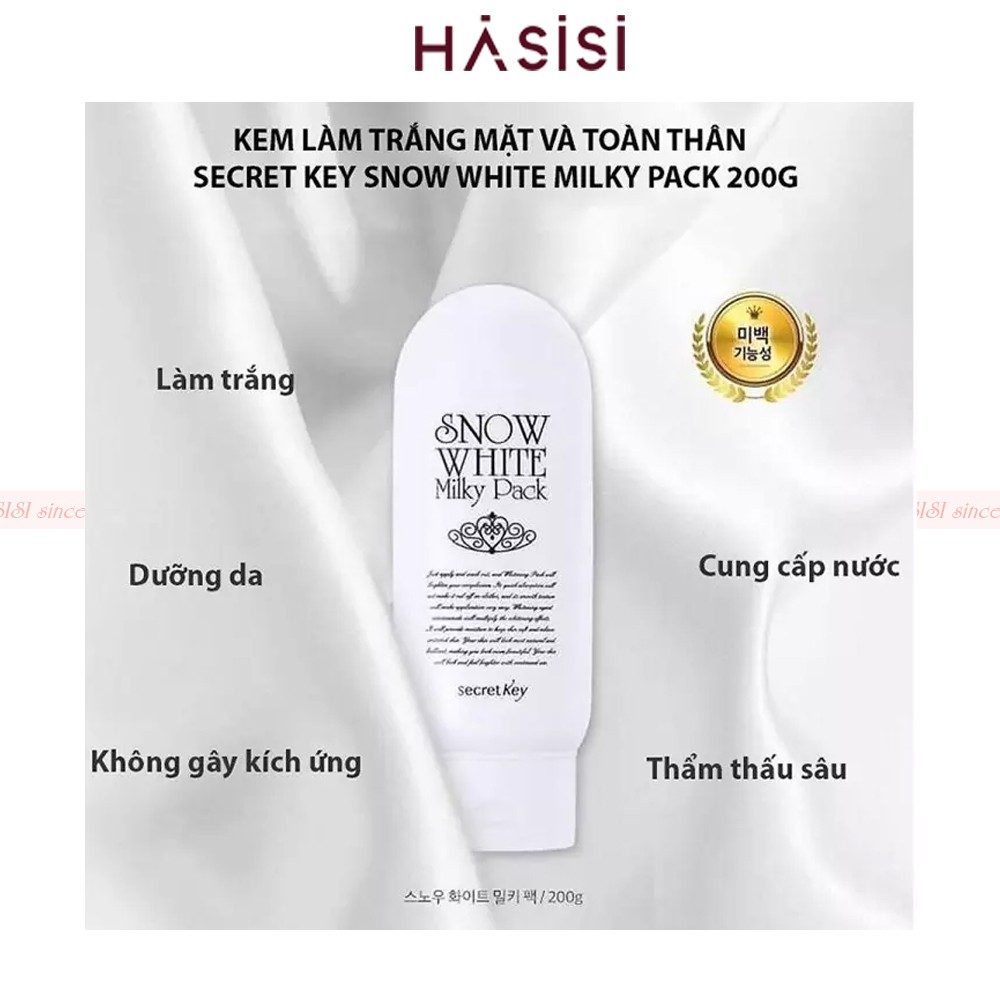 Kem Tắm trắng SNOW WHITE MILKY PACK SECRET KEY 200g