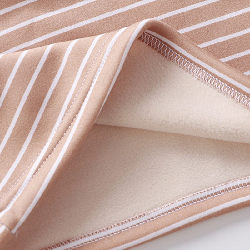 Áo thun cổ cao lót vải nhung họa tiết kẻ sọc ngang thời trang cho bé