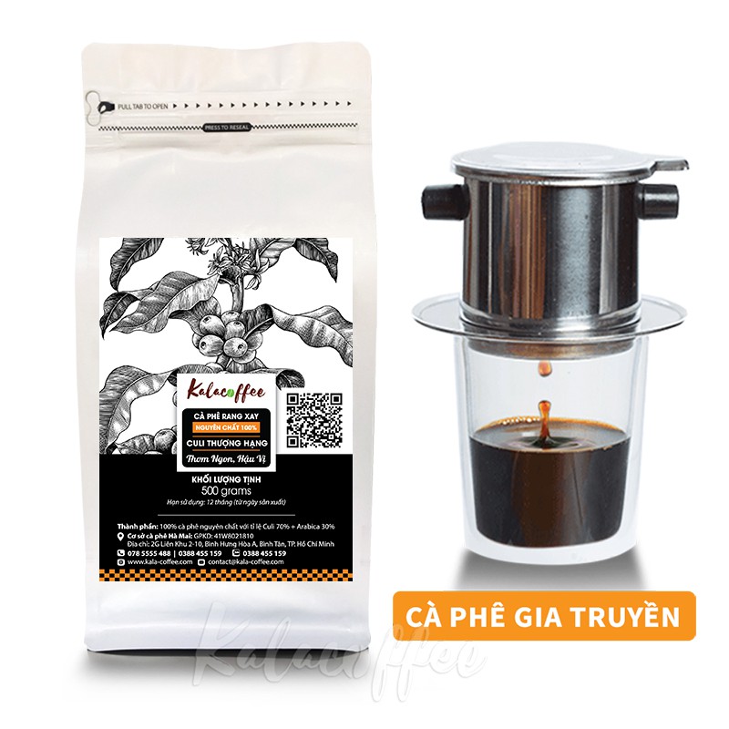 Cafe Culi Cà Phê Thượng Hạng KALACOFFEE nguyên chất 100% vị đắng đậm thơm ngọt hậu dùng pha phin ngon | BigBuy360 - bigbuy360.vn