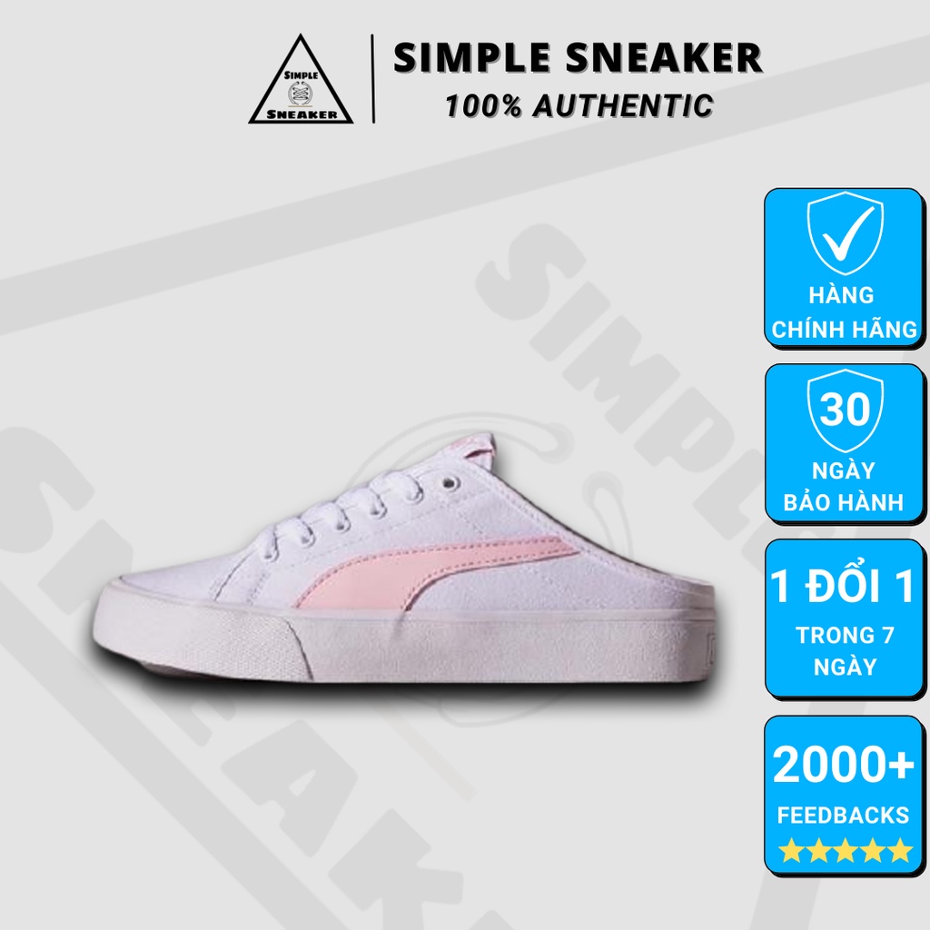 Giày Puma Mule Chính Hãng FREESHIP Puma Bari Mule White Pink - Giày Sneaker Puma Đạp Gót - Simple Sneaker