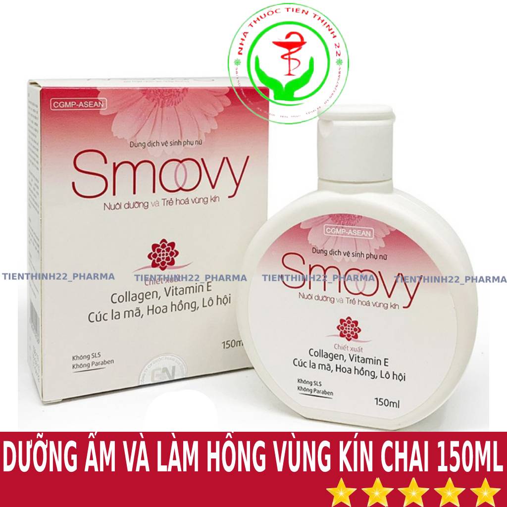 Dung dịch vệ sinh phụ nữ thế hệ mới Smoovy dưỡng ẩm và làm hồng vùng kín chai 150ml