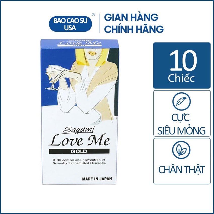 Bao cao su siêu mỏng trơn Sagami Love Me Gold 10 chiếc