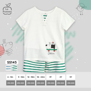 [LAPOMME] Bộ cộc tay cotton hình chú chó tinh nghịch SS145