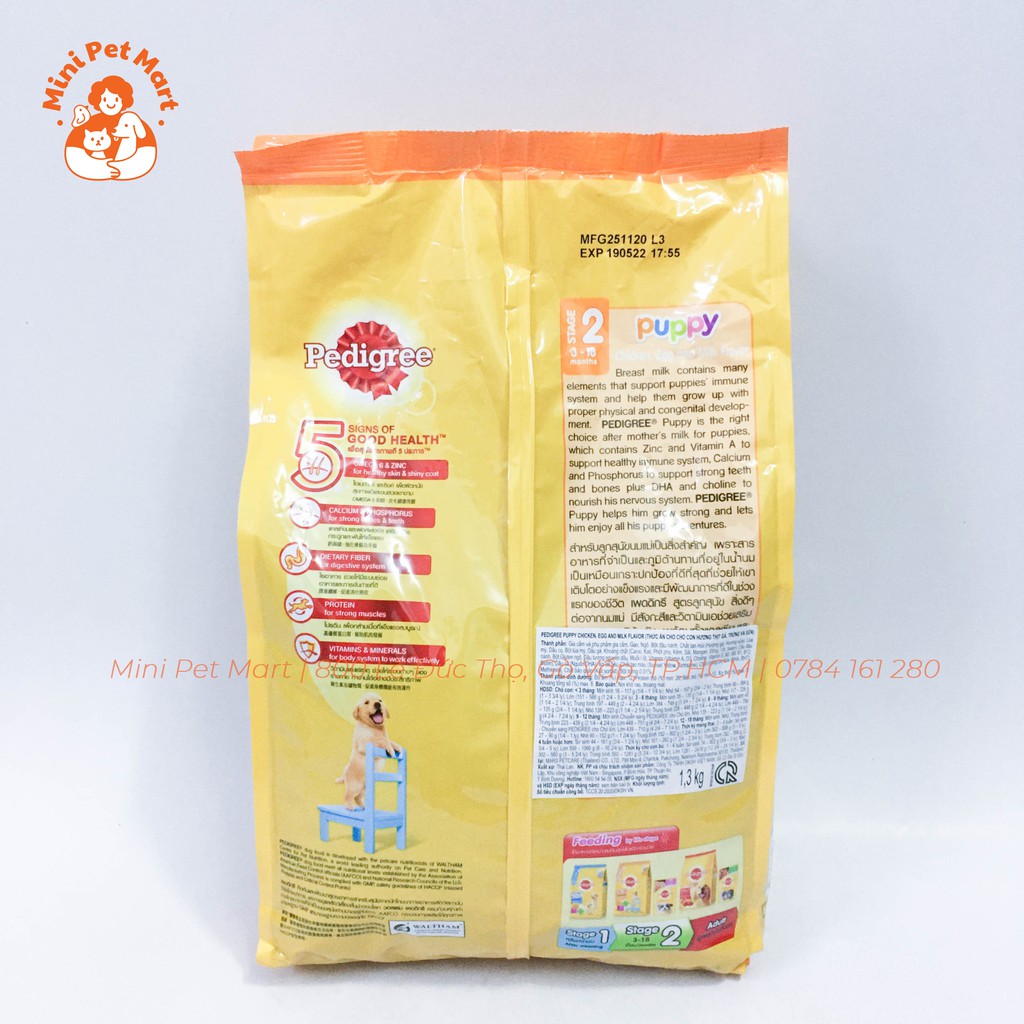 Thức ăn hạt nhân sữa cho chó con PEDIGREE 1,3kg