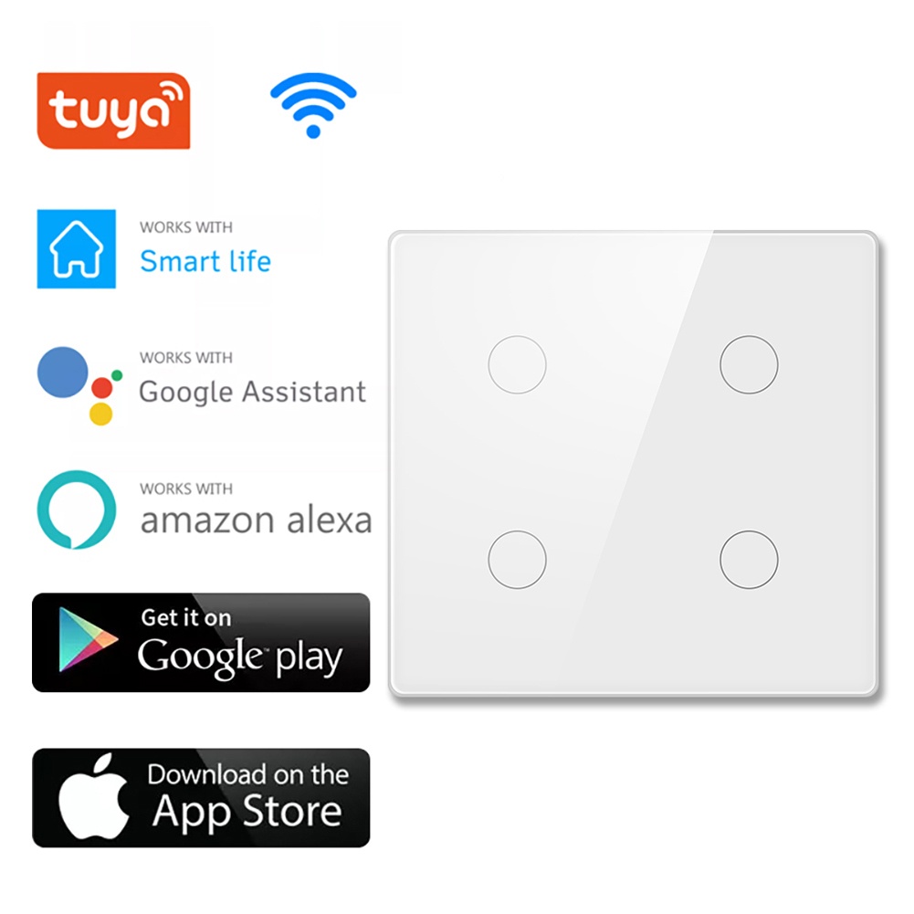 Tuya wifi thông minh chuyển đổi AC 110-220V Brazil 4x4 cảm ứng Bảng điều chỉnh 1/2/3/4/6 gang với Alexa Google nhà livebecool