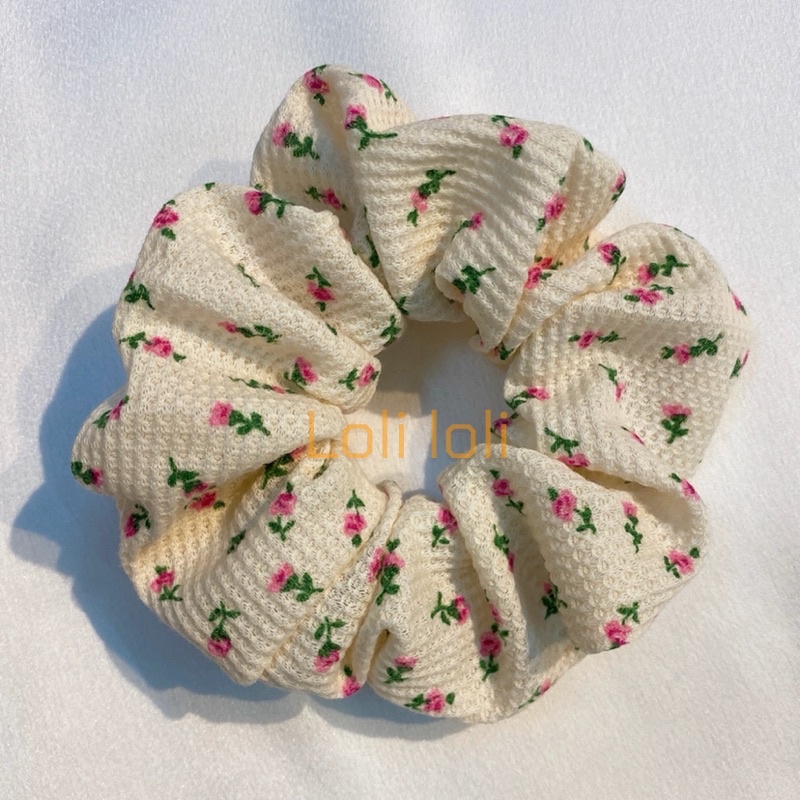 Scrunchies Dây buộc tóc hoa phong cách dễ thương cỡ to Loli
