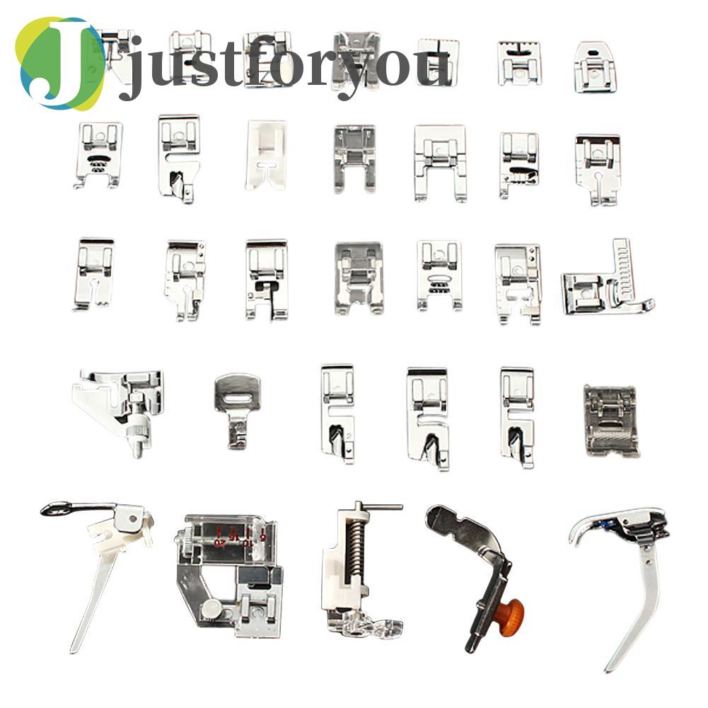Justforyou2 32 PCS Domestic Sewing Machine Foot Feet Snap On For Brother Singer Set