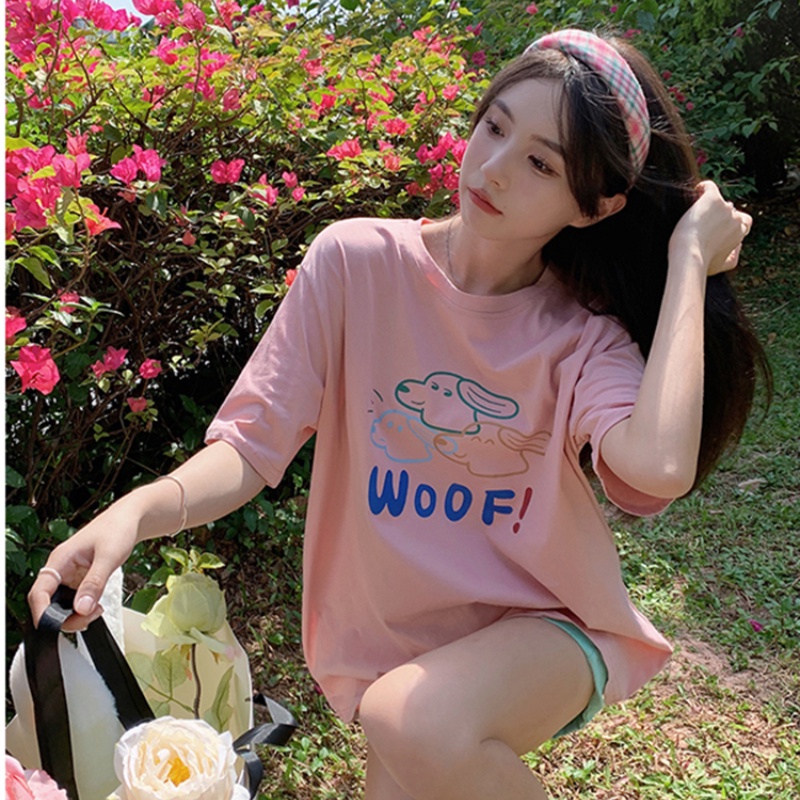 NRVP Áo Thun Nữ Ngắn Tay In Chữ Phong Cách Hàn Quốc