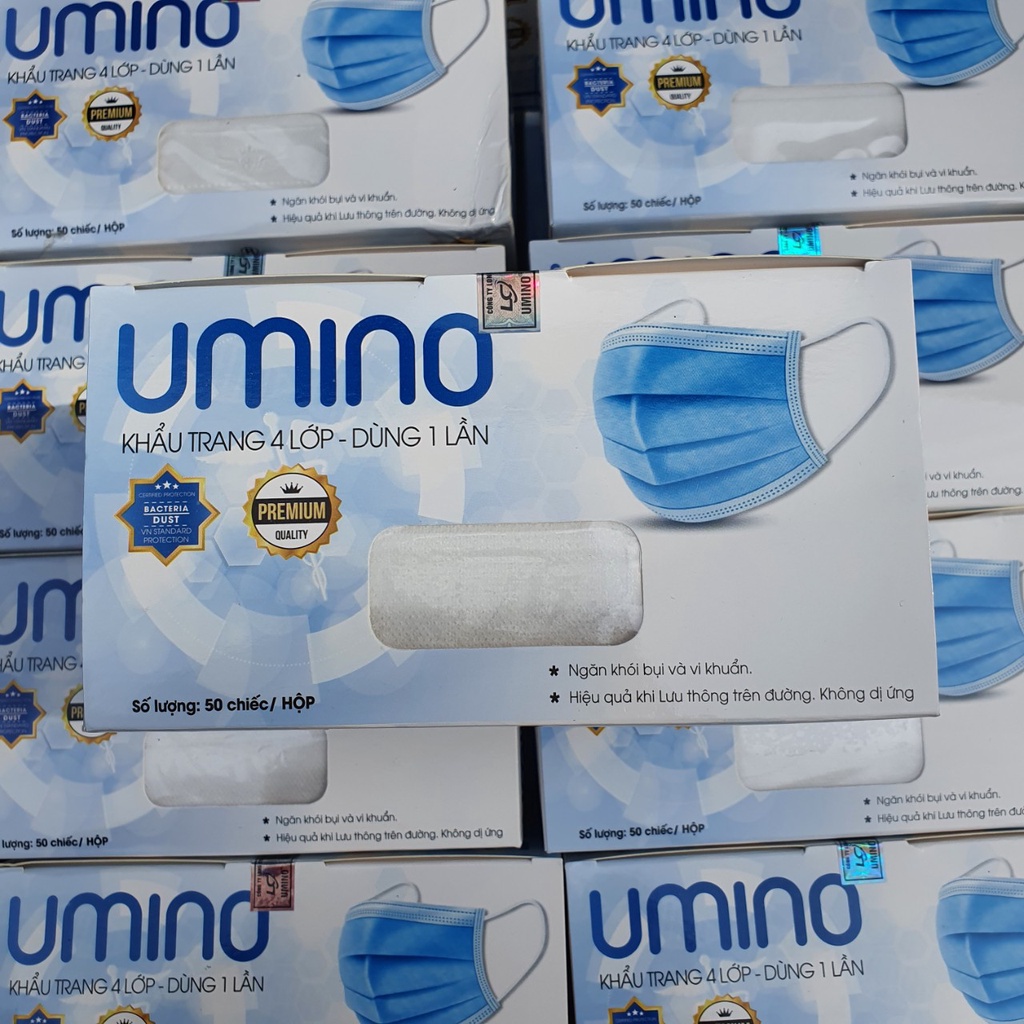 Khẩu trang y tế 4 lớp UMINO chính hãng hộp 50 chiếc màu trắng