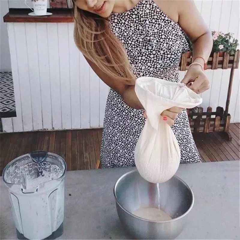 [4 Pcs / 1 Set of Food Grade Nylon Filter Bags] [Reusable Wine &amp; Soy Milk Filter Bags] [Nut Milk Bag Filter Fine Mesh] [Coffee Filter Sieve]