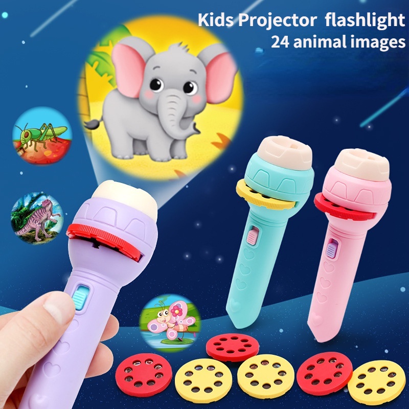 Đèn Pin Chiếu 24 Hình Động Vật Vui Nhộn Làm Đồ Chơi Cho Trẻ
