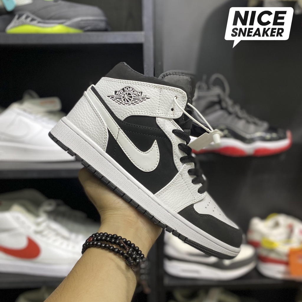 Giày Jordan 1 Mid White Black  - Phiên bản 1:1 chuẩn | Nice Sneaker