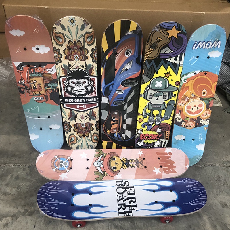 Ván Trượt Trẻ Em Skateboard Bằng Gỗ Hoạt Hình Đáng Yêu An Toàn Cho Bé