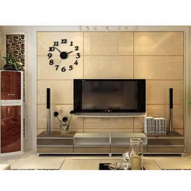 Đồng hồ dán tường DIY 3D cỡ lớn hiện đại chất liệu nhựa acrylic