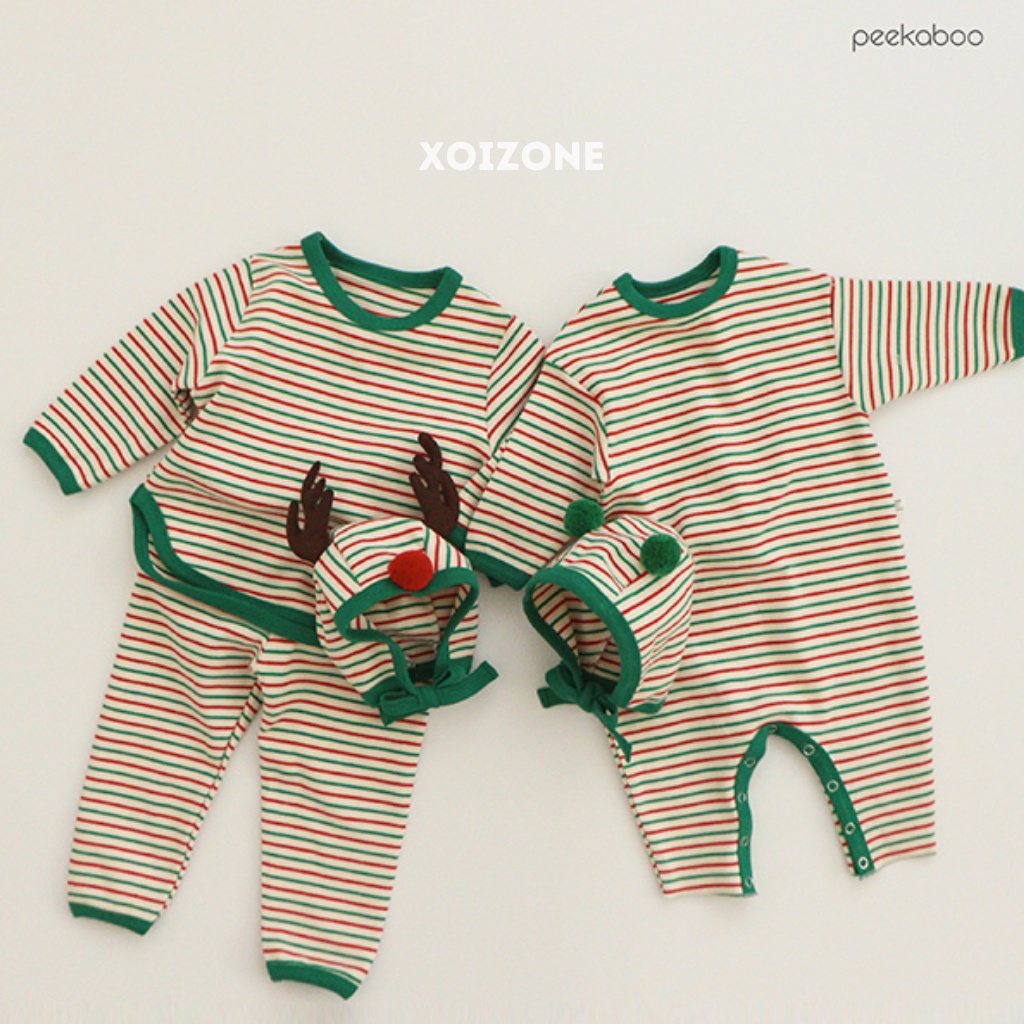 Bộ suit liền Noel Peekaboo Chris made in Korea cho bé từ 6 tháng - 18 tháng và phụ kiện mũ Noel bán rời