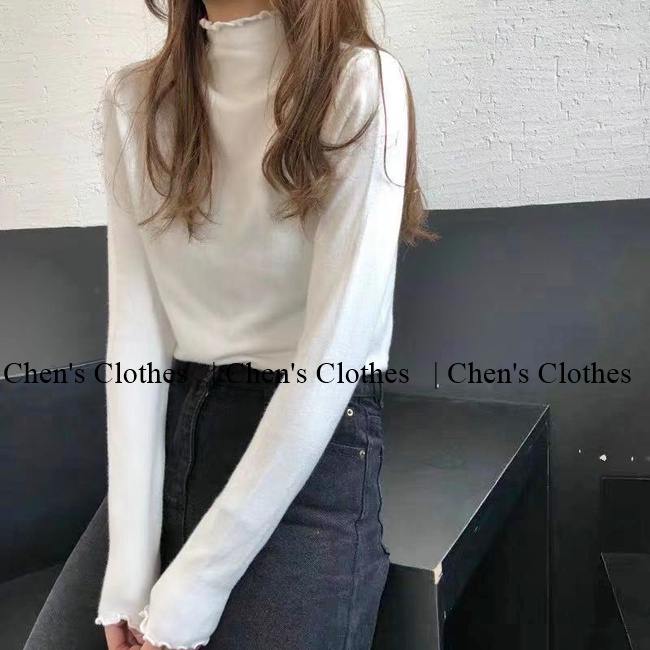 Áo len tăm body sợi nhỏ cổ xoăn sóng
