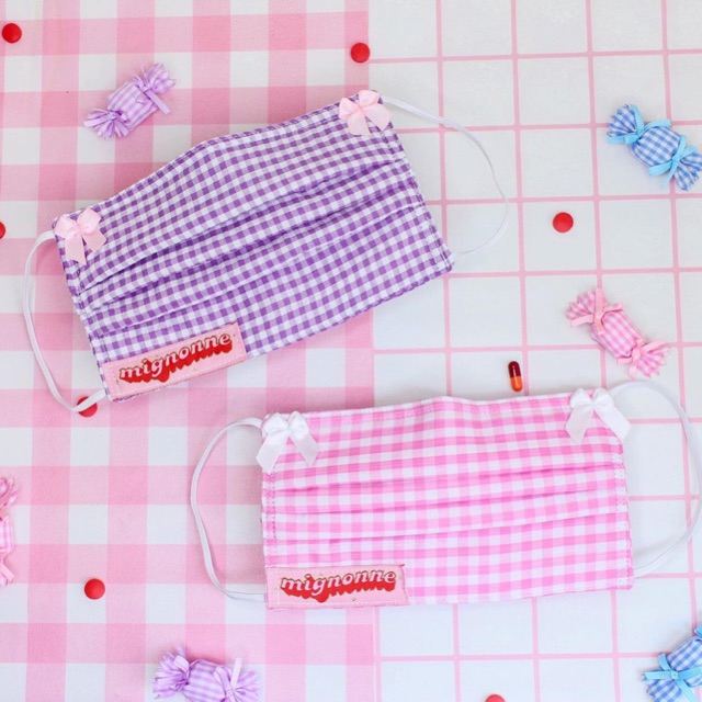 Khẩu Trang Vải Caro | độc quyền mignonne | 4 Lớp Kháng Khuẩn Chống Bụi Mịn Made in Vietnam Dễ Thương Màu Sắc Thời Trang