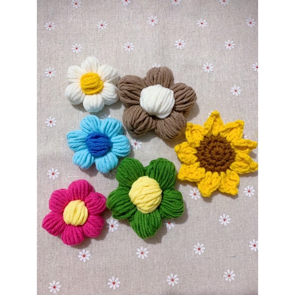 Pin cài áo hoa len handmade Hoa len size lớn