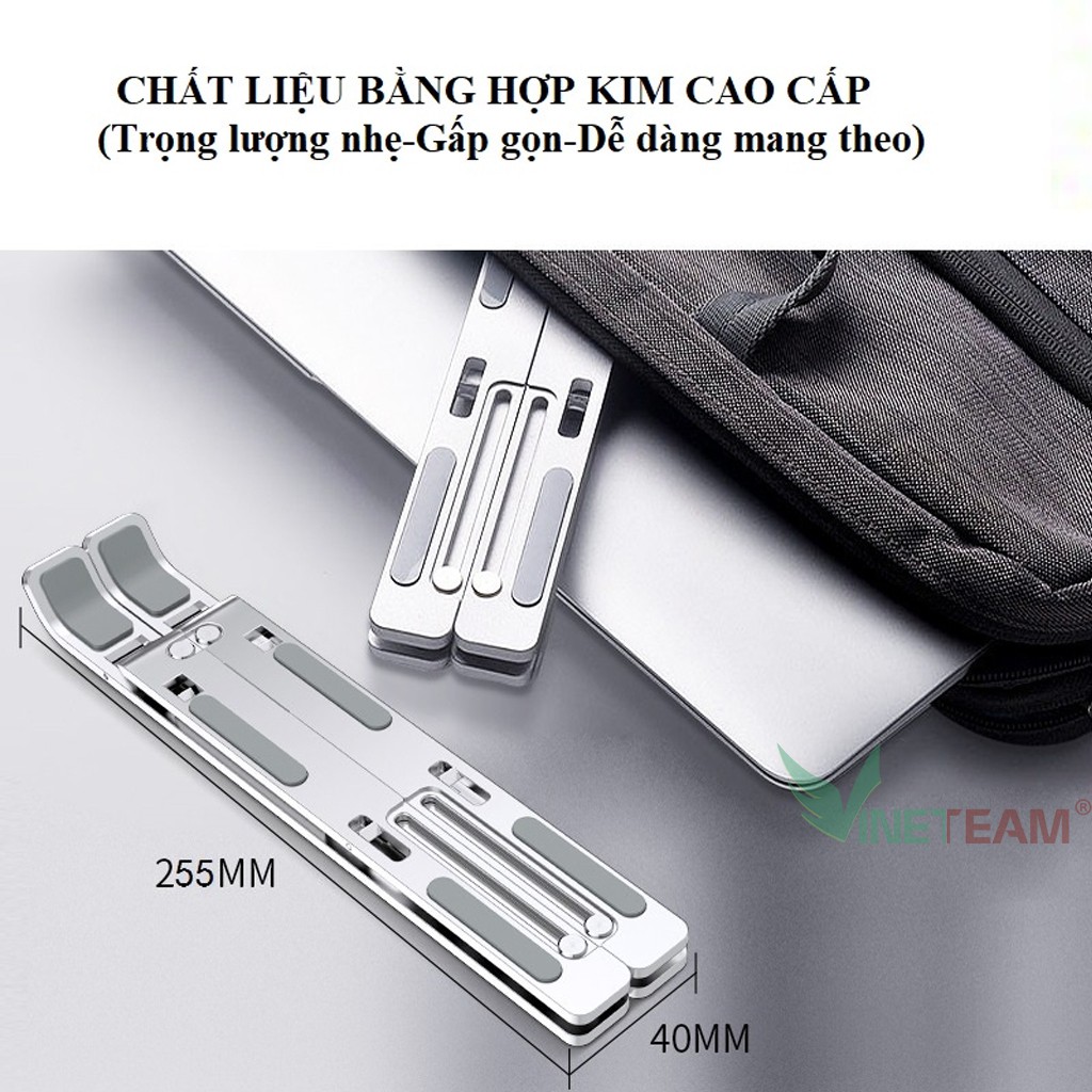 Giá đỡ laptop MC LS739 bằng hợp kim nhôm mỏng nhẹ có thể điều chỉnh gấp gọn cho Ipad tablet macbook -dc4633