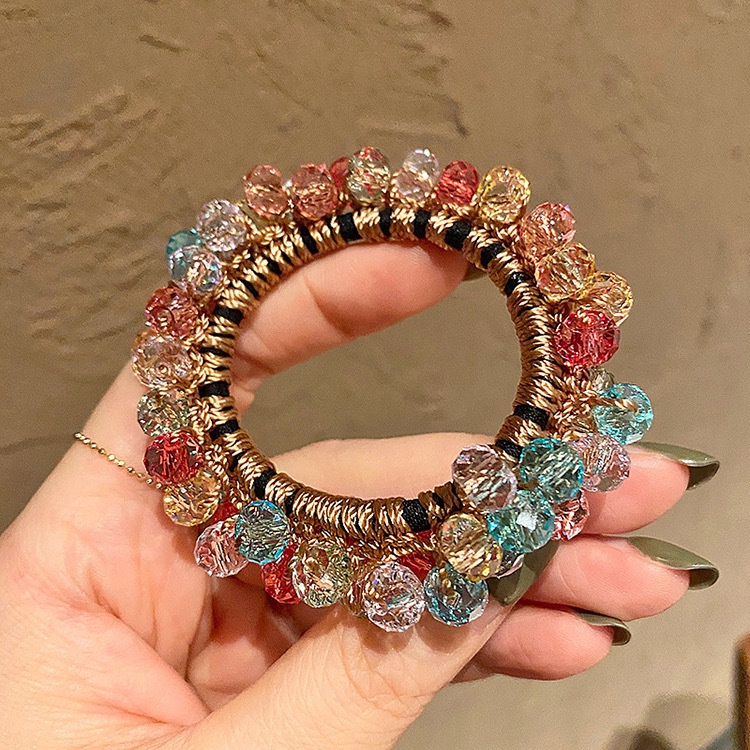 Dây Cột Tóc Co Giãn Đính Đá Pha Lê Nhiều Màu Sắc Xinh Xắn Thời Trang Cho Nữ