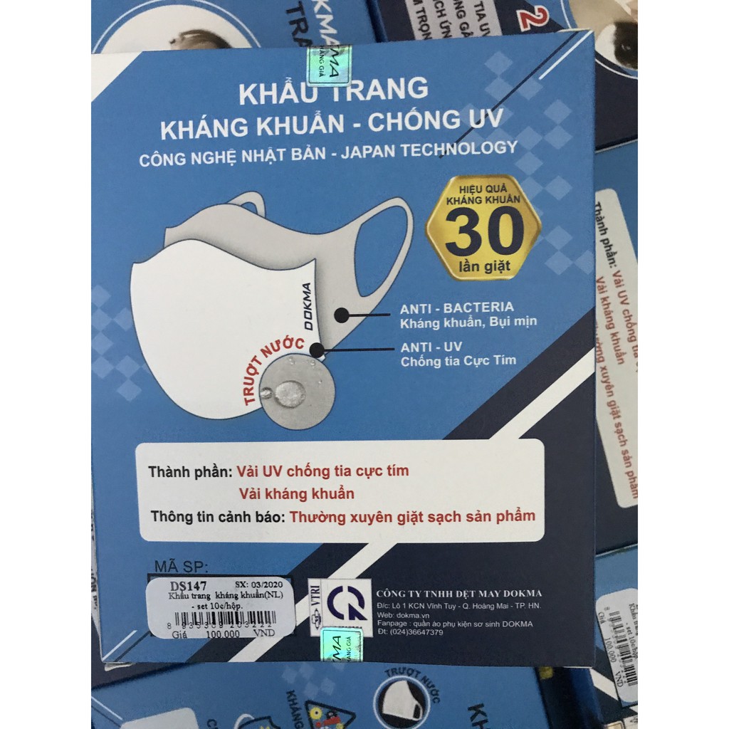 Khẩu trang người lớn "kháng khuẩn" 99% Dokma | BigBuy360 - bigbuy360.vn