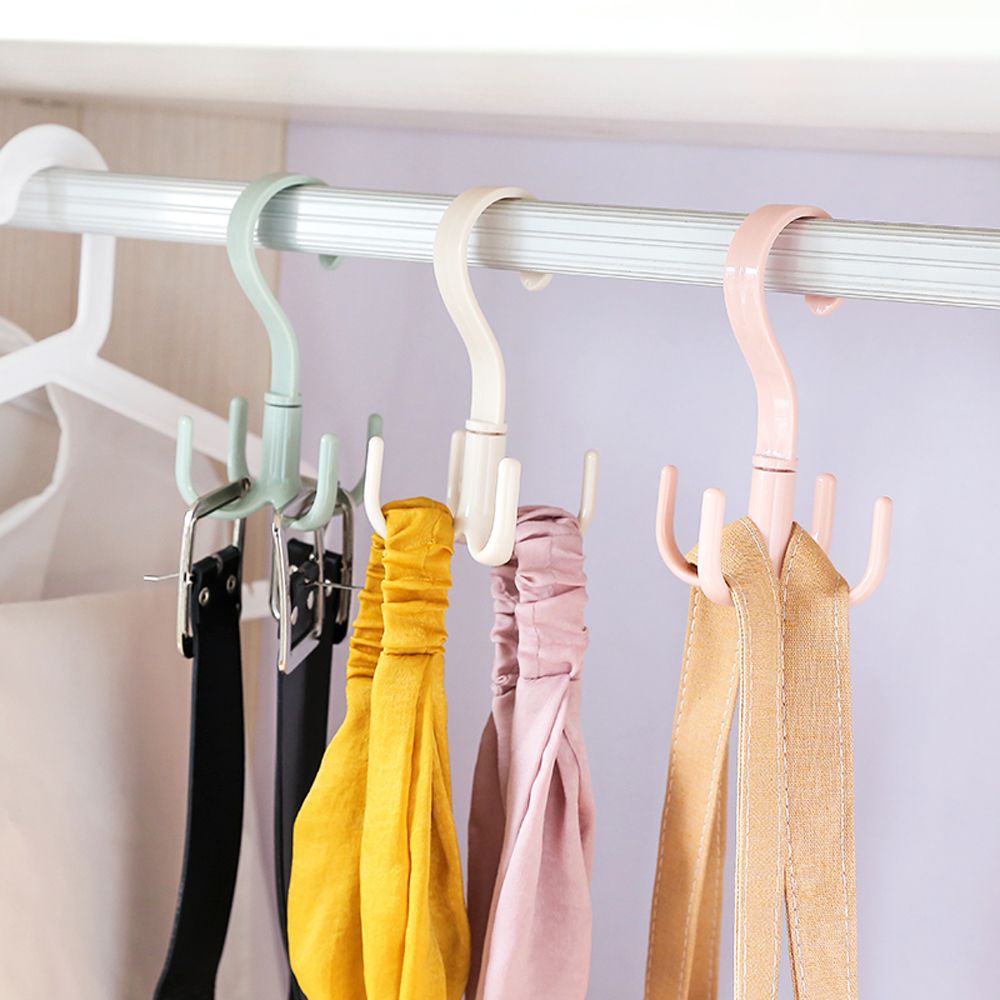 Móc treo cà vạt/túi xách 4 móng đa năng xoay được 360 độ bằng nhựa nhiều màu tùy chọn dùng cho tủ quần áo tại nhà
