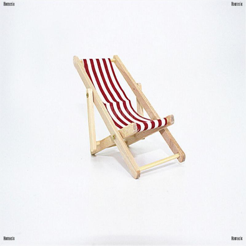 [HoMSI] 1:12 Scale Foldable Wooden Deckchair Lounge Beach Chair For Dolls House Wholesale SUU