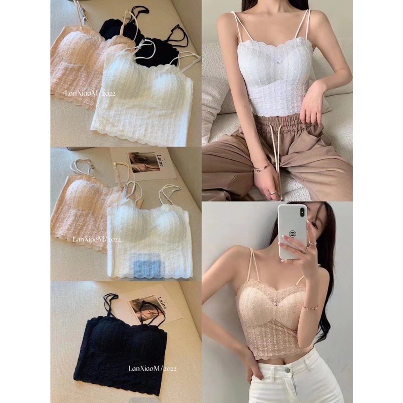 Mẫu mới - Áo bra dây kép kèm đệm phong cách Hàn Quốc siêu xinh