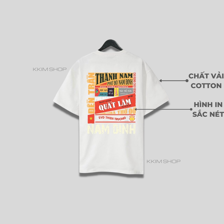 Áo thun tay lỡ NAM ĐỊNH, Áo phông 63 tỉnh thành Form rộng oversize, chất liệu Cotton KKIMSHOP