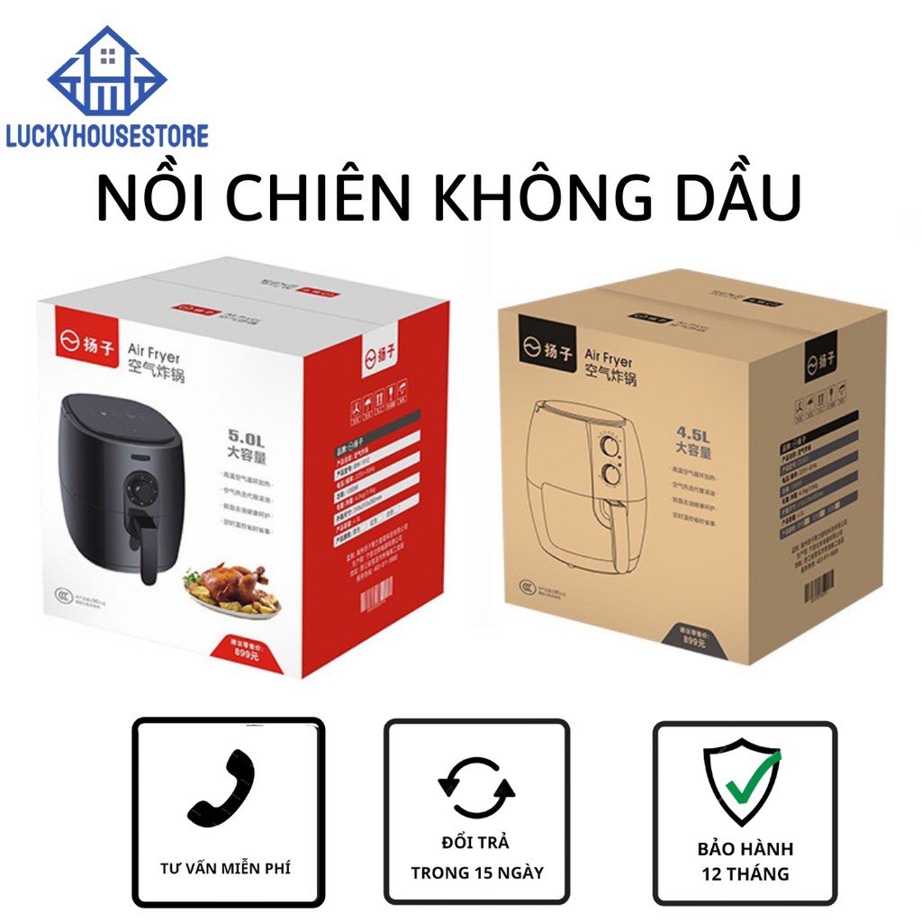 Nồi Chiên Không Dầu[BẢO HÀNH 12 THÁNG] - Chiên không dùng dầu, không khói - Hẹn giờ 30 phút -Tự ngắt điện khi hoàn tất