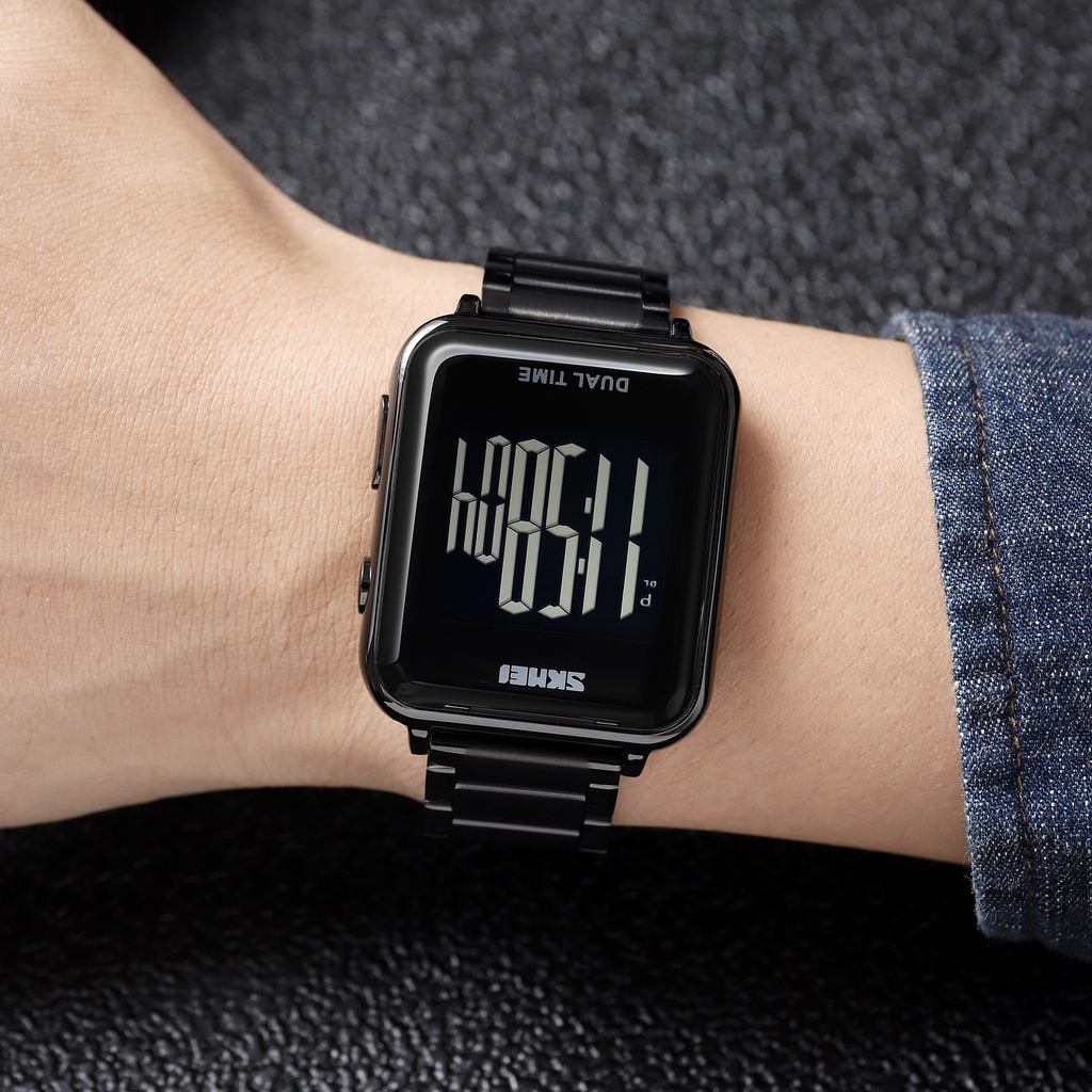 Đồng Hồ Điện Tử Mặt Vuông Chống Nước Có Đèn Led SKMEI 1852